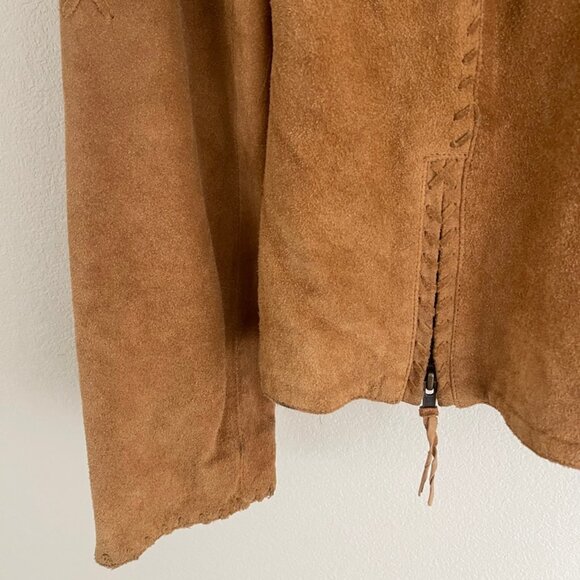 DOUBLE D RANCH Brown Suede Leather Zip Front Jacket/Zip Pockets: Medium; NWOT!! - Picture 6 of 9